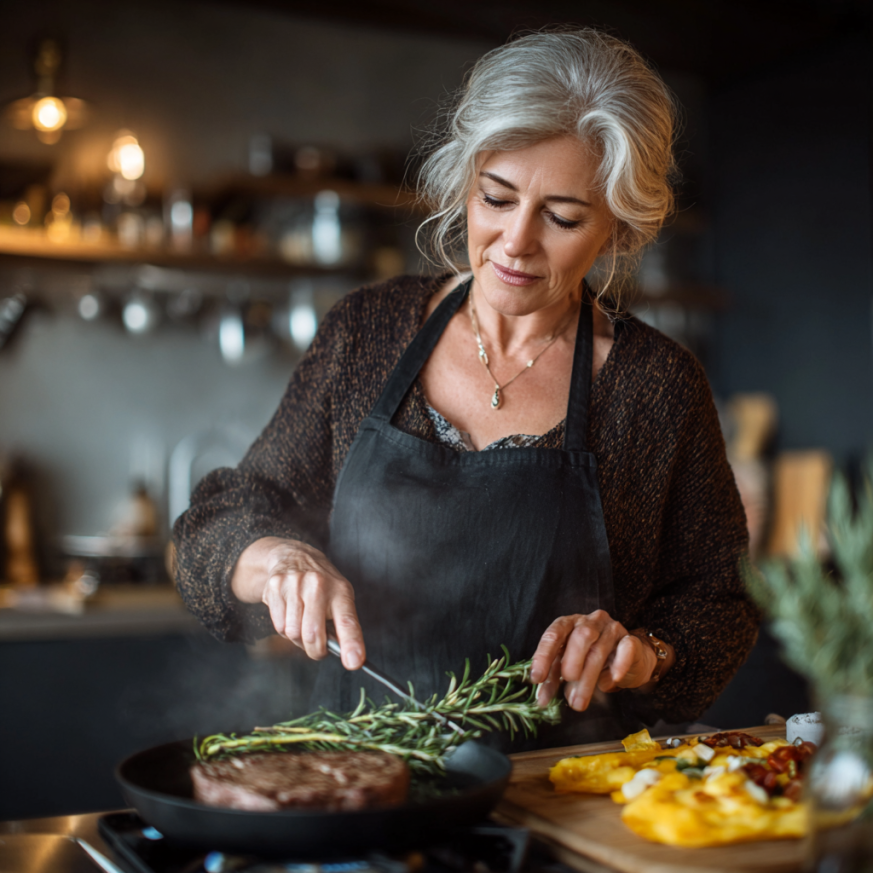 Пожилий чоловік з здоровою їжею